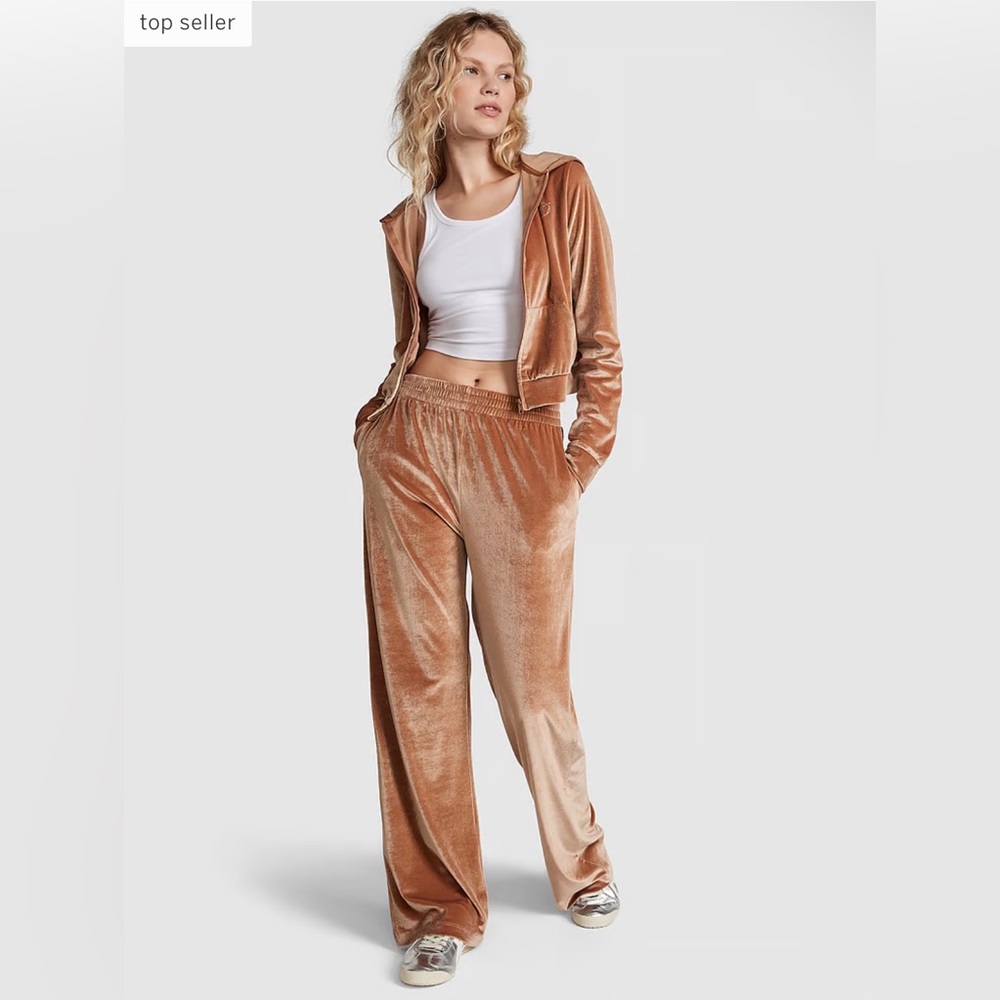 PINK Victoria's Secret Tan Track Pants with Relaxed Fit